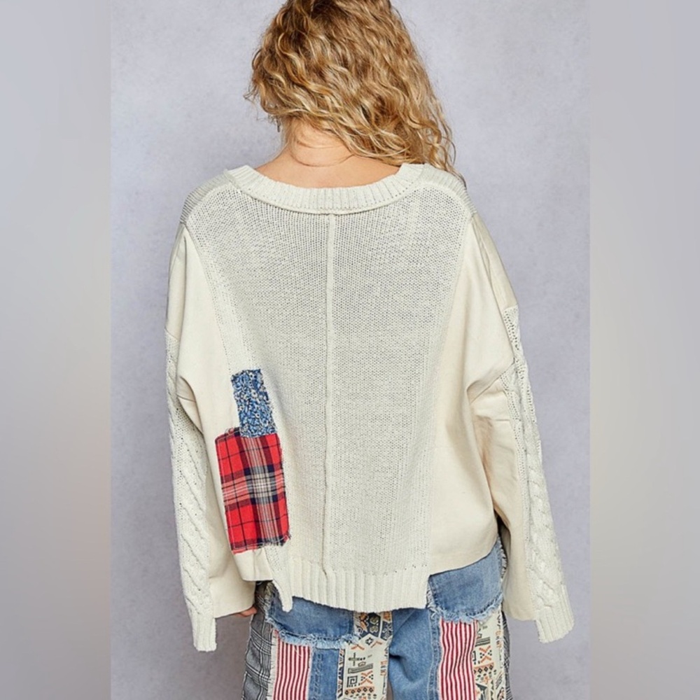 Clearance Sale : “The Eileen”Patchwork Heart Sweater - Cream - Picture 3 of 3